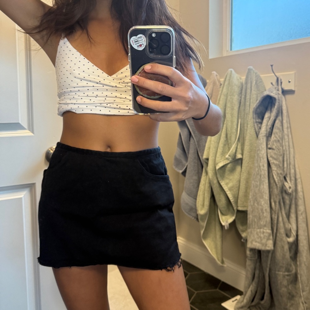 Vintage Cotton Black Mini Skirt